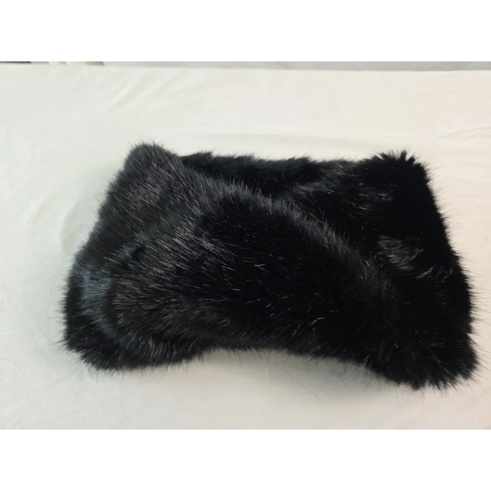 Zara Black Faux Fur Infinity Circle Winter Neck Warmer Scarf Luxurious Black New
